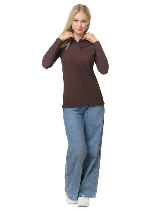 картинка Лонгслив-поло РПЖДР-004кофейный от интернет магазина